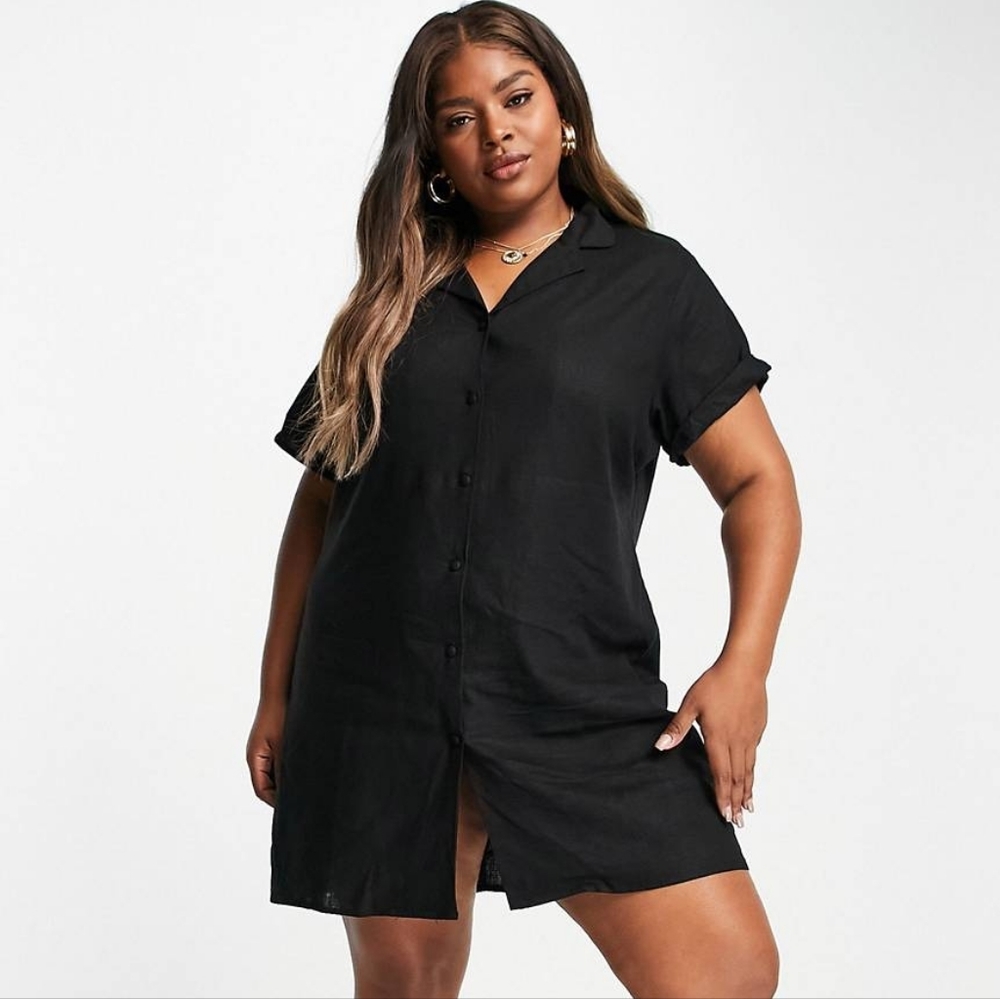 Black button down shirt dress